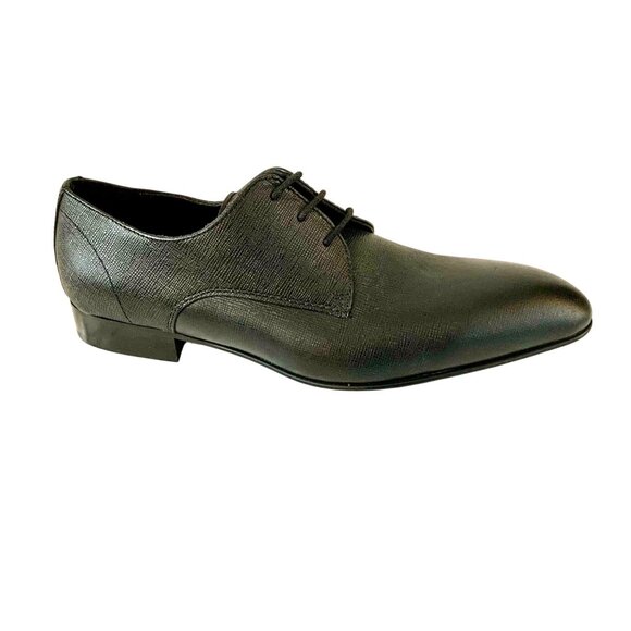 BP Albert Plain Toe Derby Black Saffiano Leather 9 Ortholite Eco Insole New - Picture 2 of 8